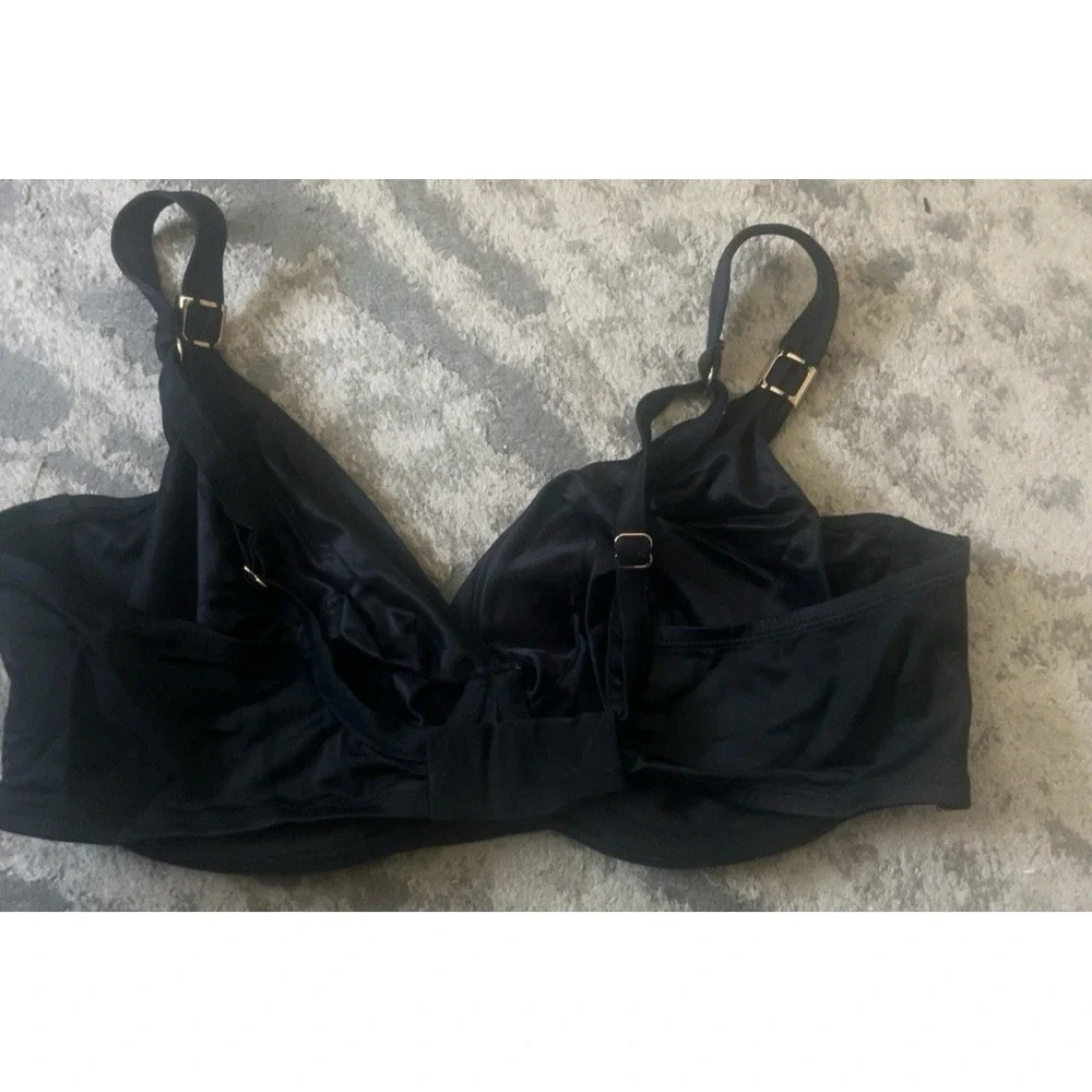 Miraclesuit Black Underwire Bikini Swim Top Womens 38DD Adjustable Straps